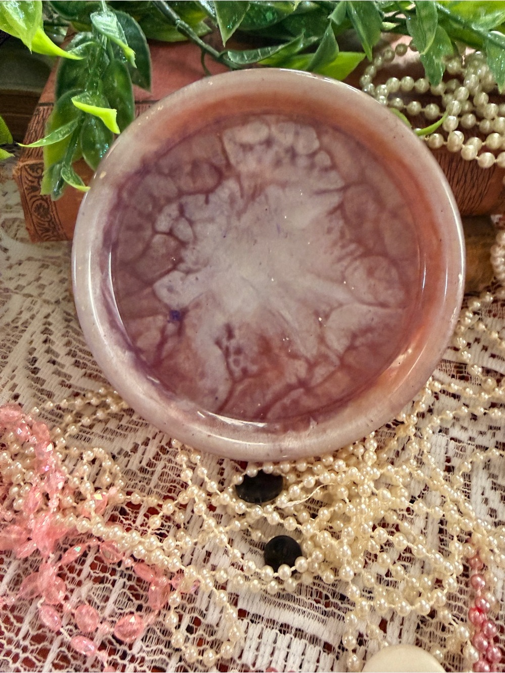 Decorative Marble Plate in Purple and Cream